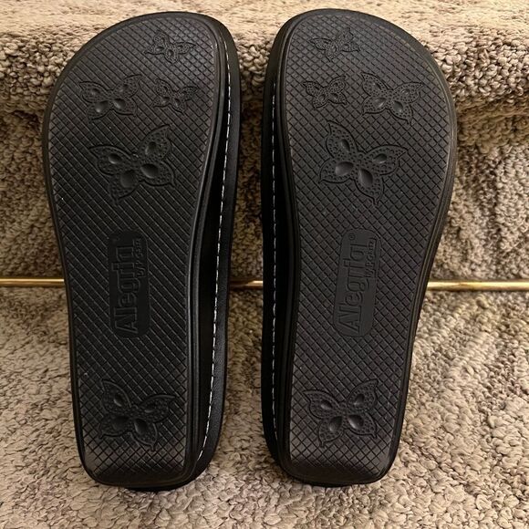 EUC Women's Alegria Dinah Black Gray Leopard Cheetah Print Sandals 40 9.5 - 10 - Picture 6 of 6